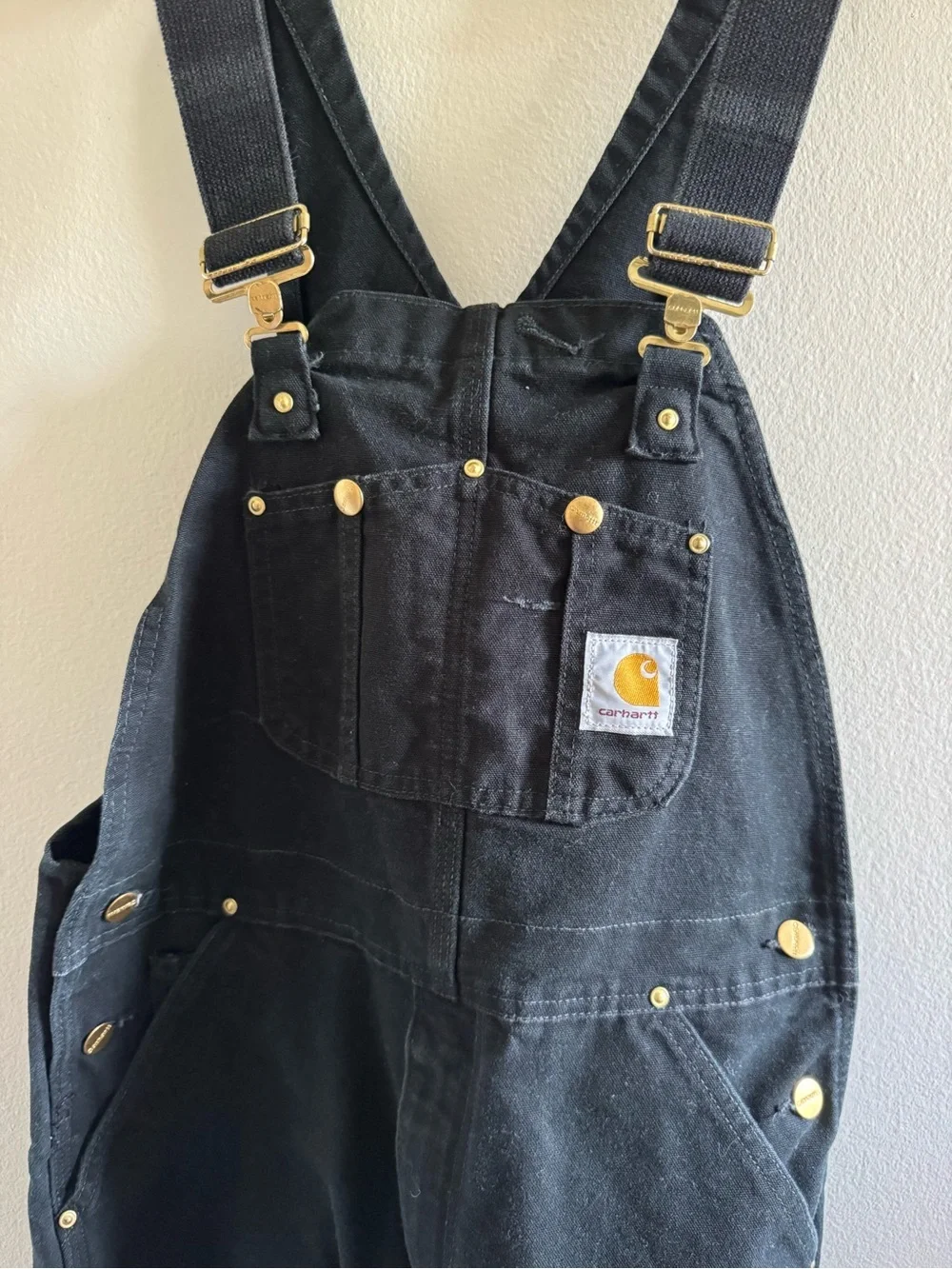 Carhartt Black Cotton Duck Bib Overalls size 34
